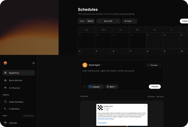 Spira social publishing calendar and performance workspace